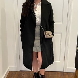 H&M Black Wool Wrap Belted Coat 6